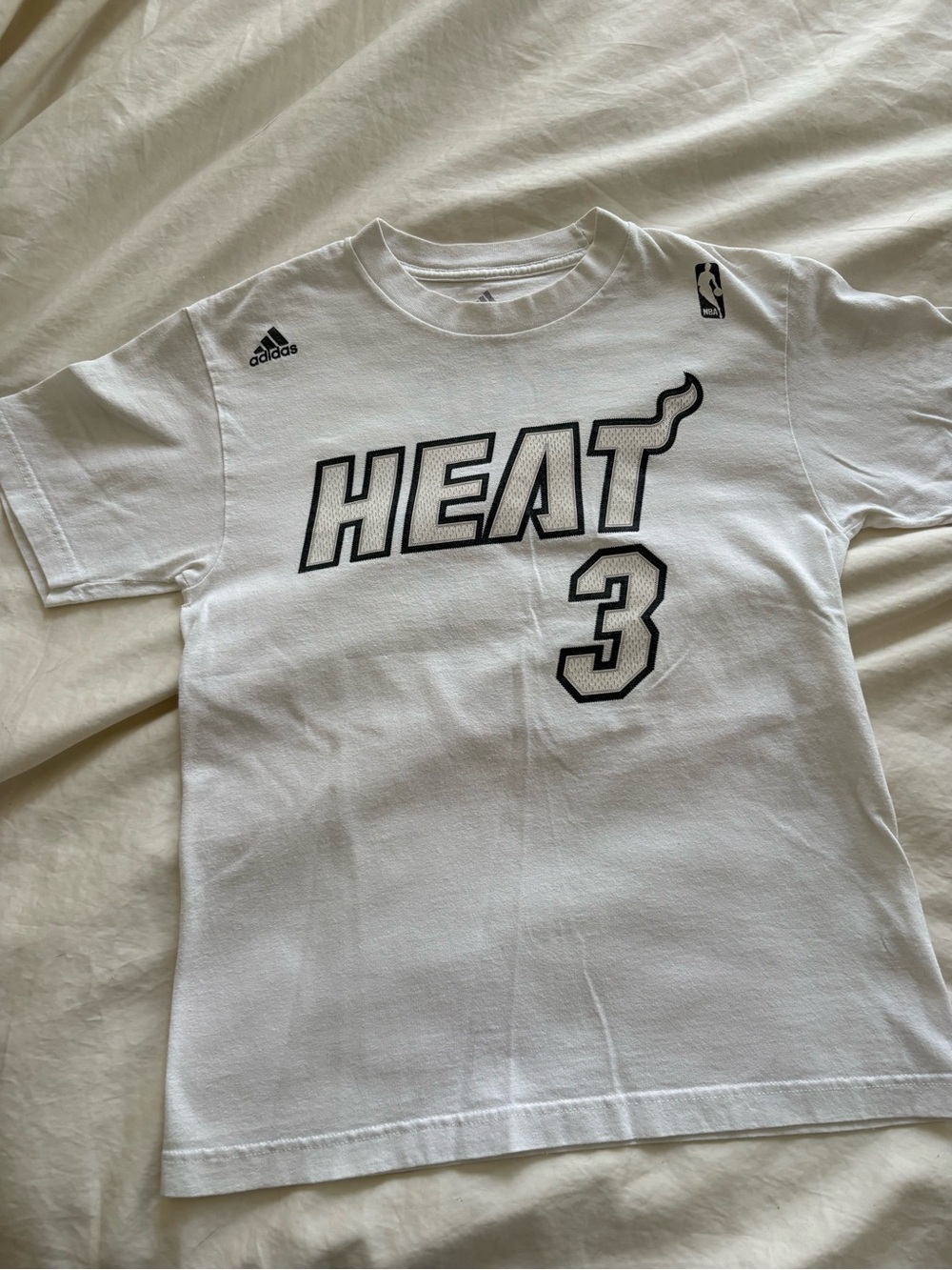 adidas White Miami HEAT 'Heat 3' Short Sleeve Graphic Tee. Jersey
